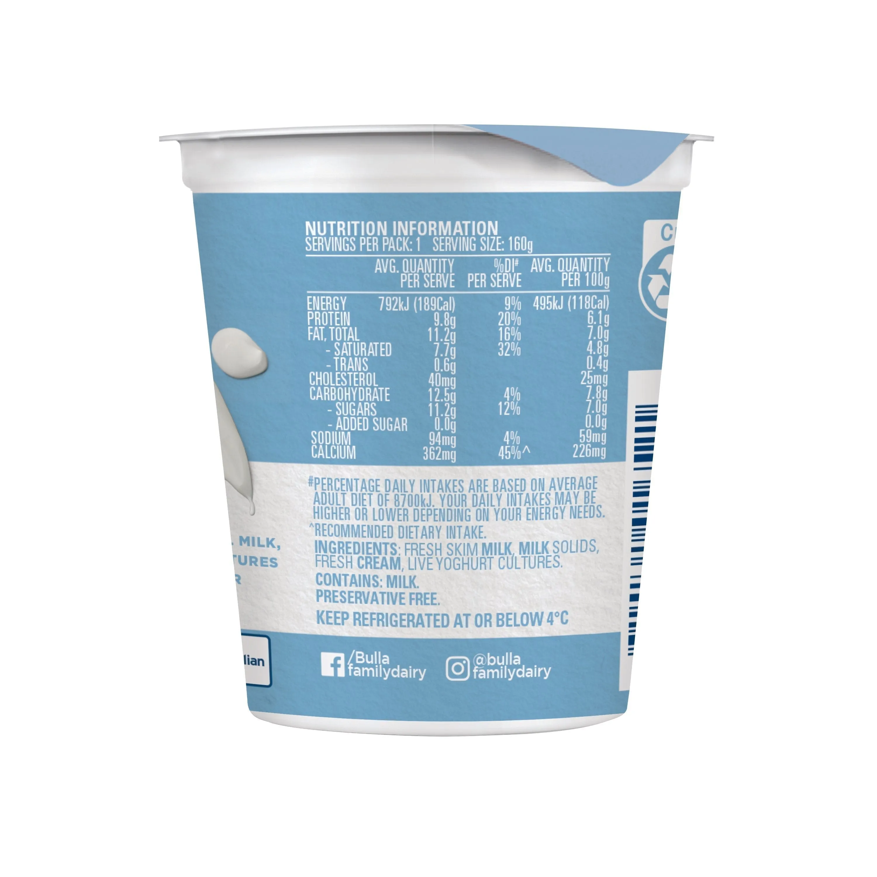 3 1 FREE Australian Style Yogurt Natural 160g