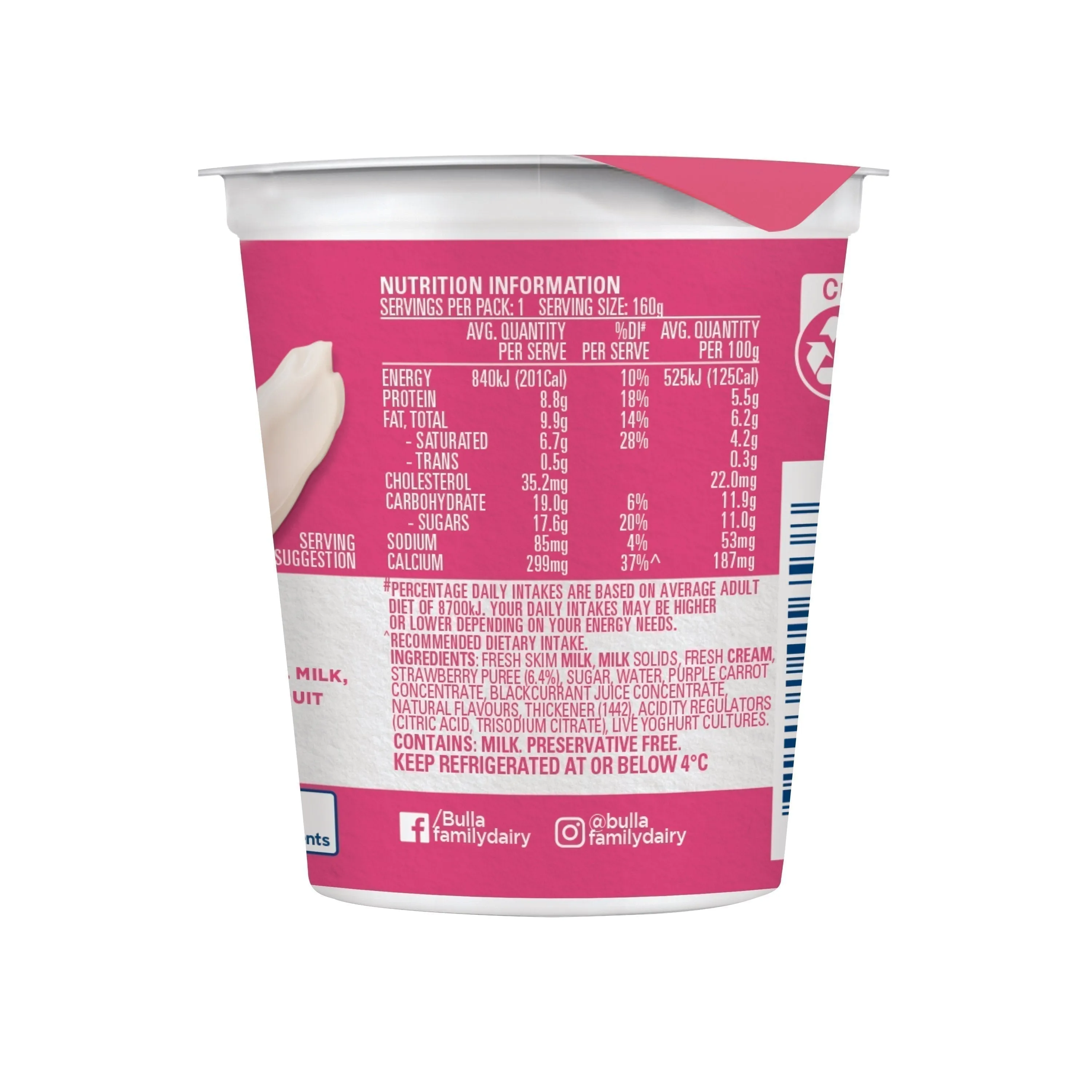 3 1 FREE Australian Style Yogurt Strawberry 160g