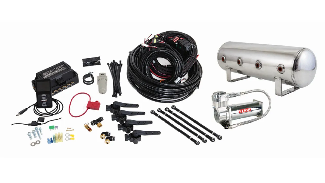 Air Lift Performance 3H Air Management (3/8" Air Line, 2.5 Gallon Lightweight Polished Aluminum Tank, VIAIR 444C Compressor)