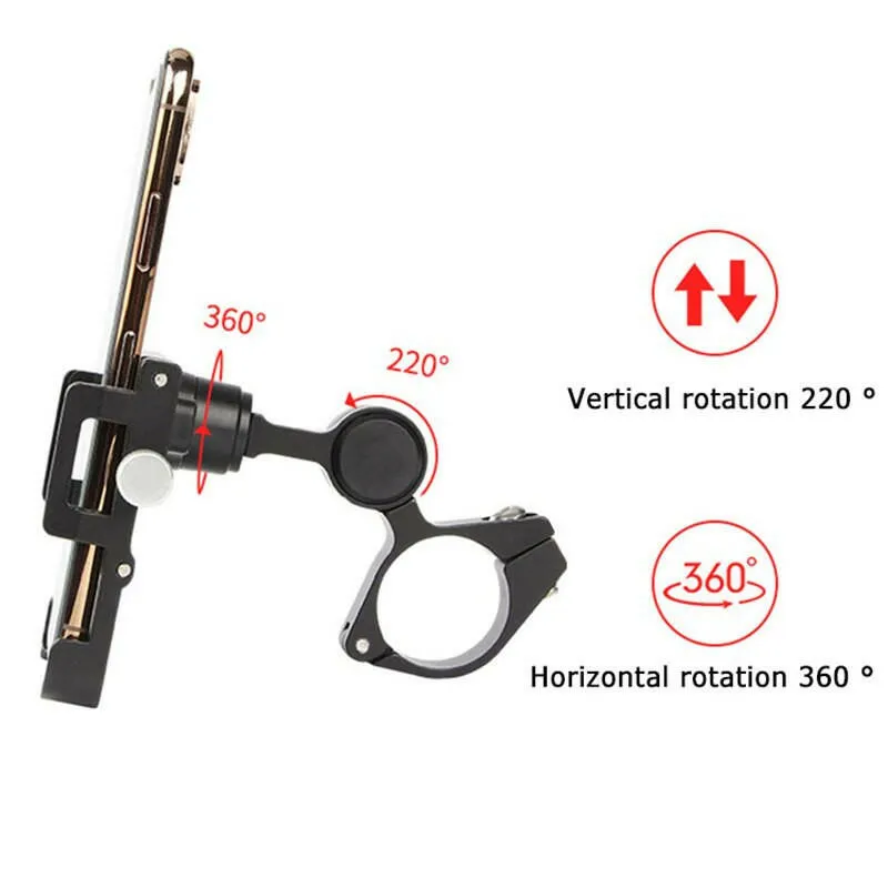 Aluminum Alloy Bike Phone Holder 360 Degrees Rotation Bicycle Phone Mount Cycling Mobile Phone Bracket Bicycle Accessories