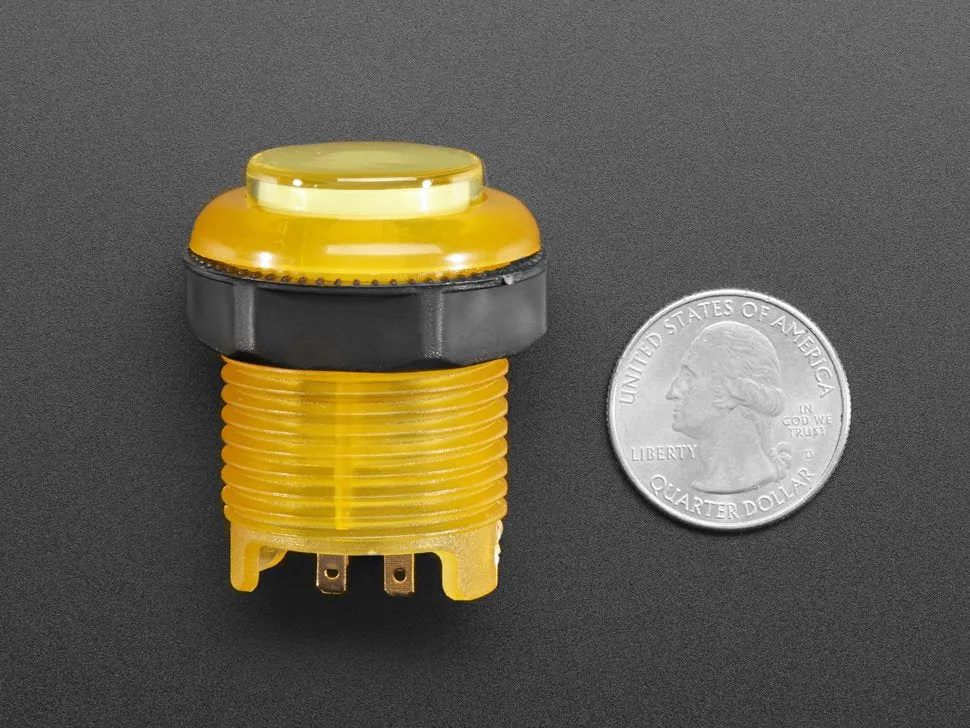 Arcade Button with LED - 30mm Translucent Yellow