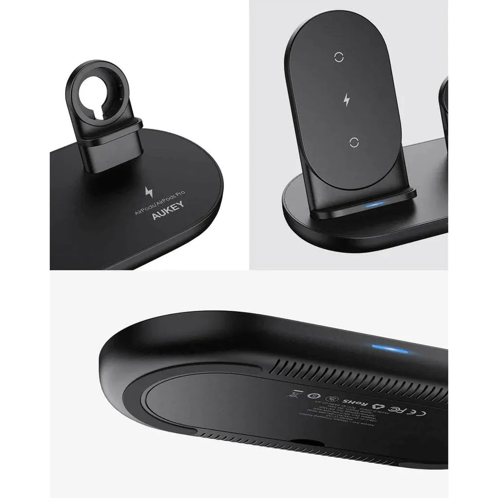 AUKEY 3-in-1 Wireless Charger Black