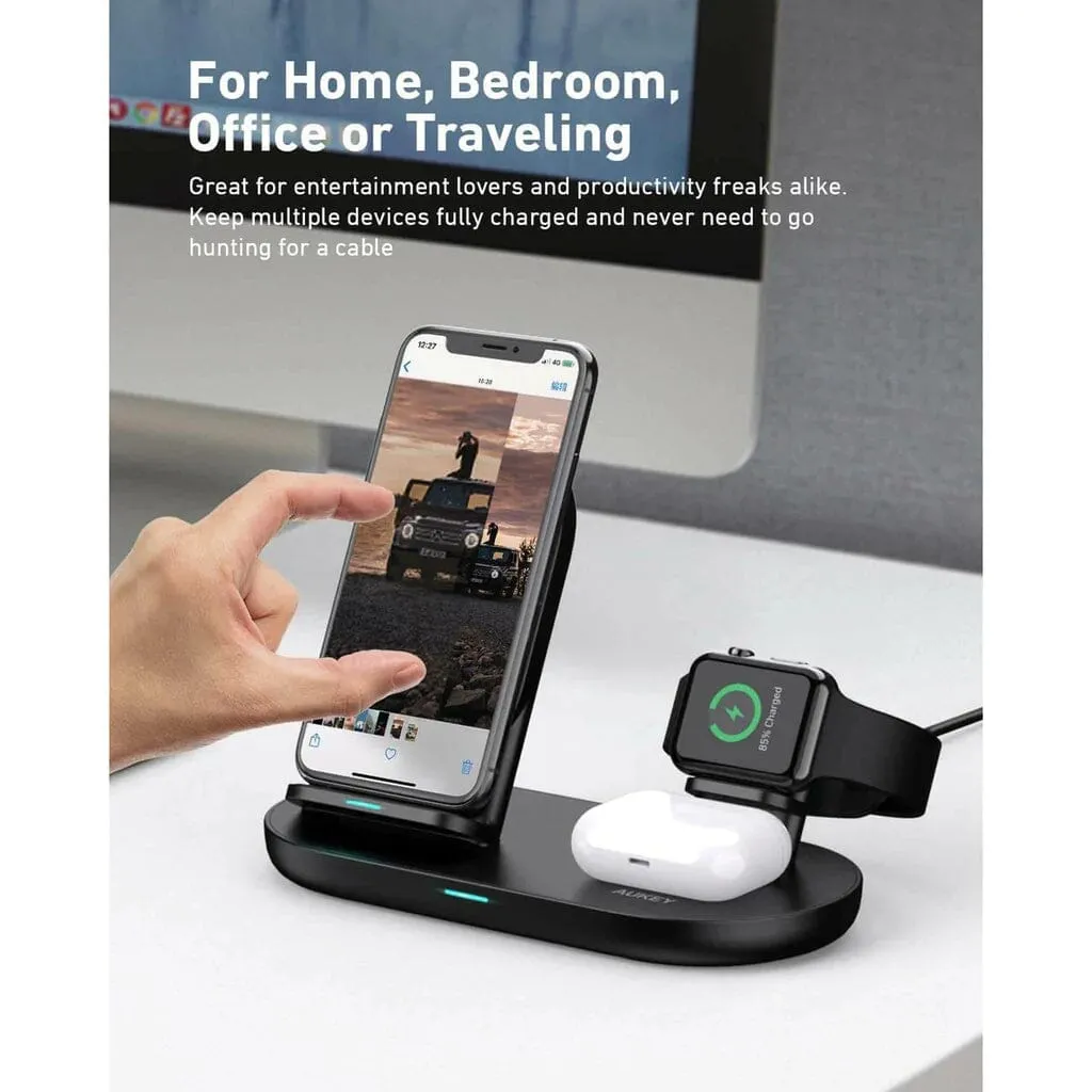 AUKEY 3-in-1 Wireless Charger Black