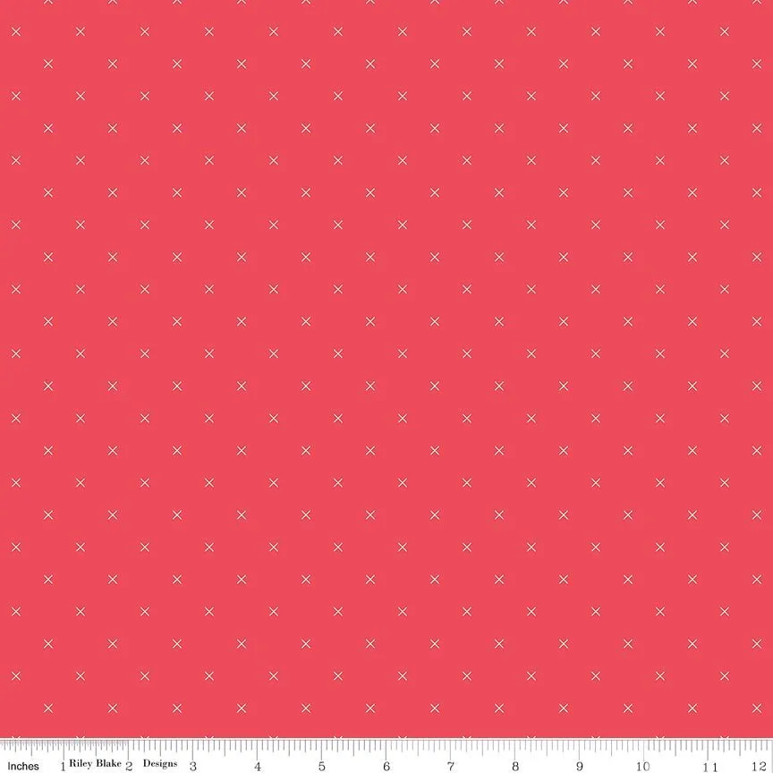 Bee Cross Stitch Cayenne Cotton Yardage by Lori Holt | Riley Blake Designs
