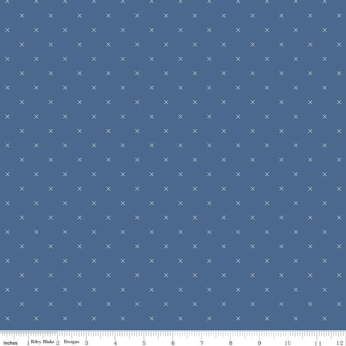 Bee Cross Stitch Denim Cotton Yardage by Lori Holt | Riley Blake Designs