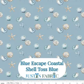 Blue Escape Coastal Shell Toss Blue Cotton Yardage by Lisa Audit | Riley Blake Designs