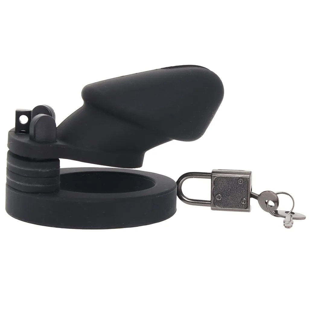 Blue Line Silicone Chastity Cage in Black