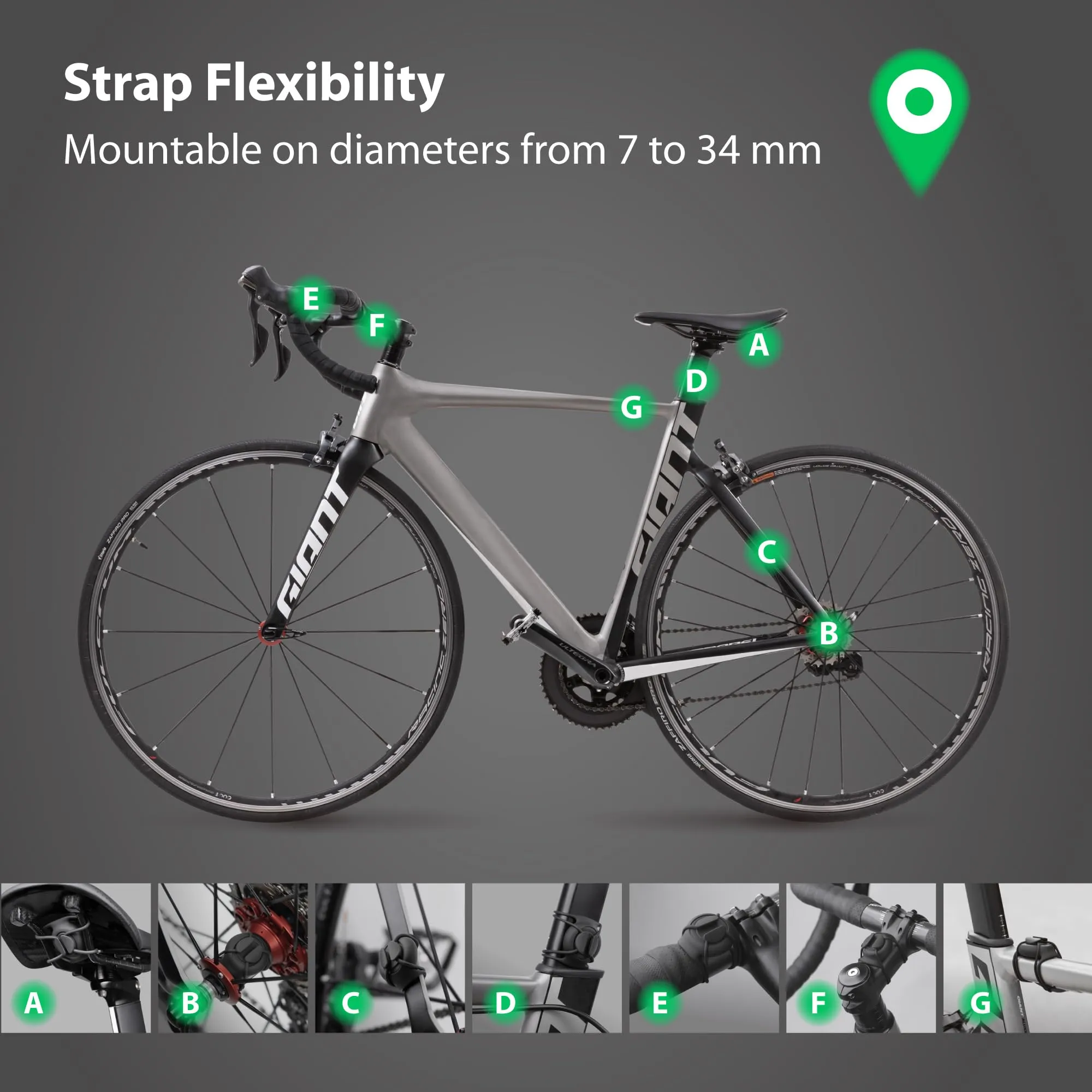 BONE Bike AirTag Strap, Hidden Bicycle GPS Tracker Case for Apple AirTag, Ultra-Lightweight Scratch-Free & Waterproof Silicone Holder, Anti-Theft Seatpost Mount for Mountain Bikes & Scooters
