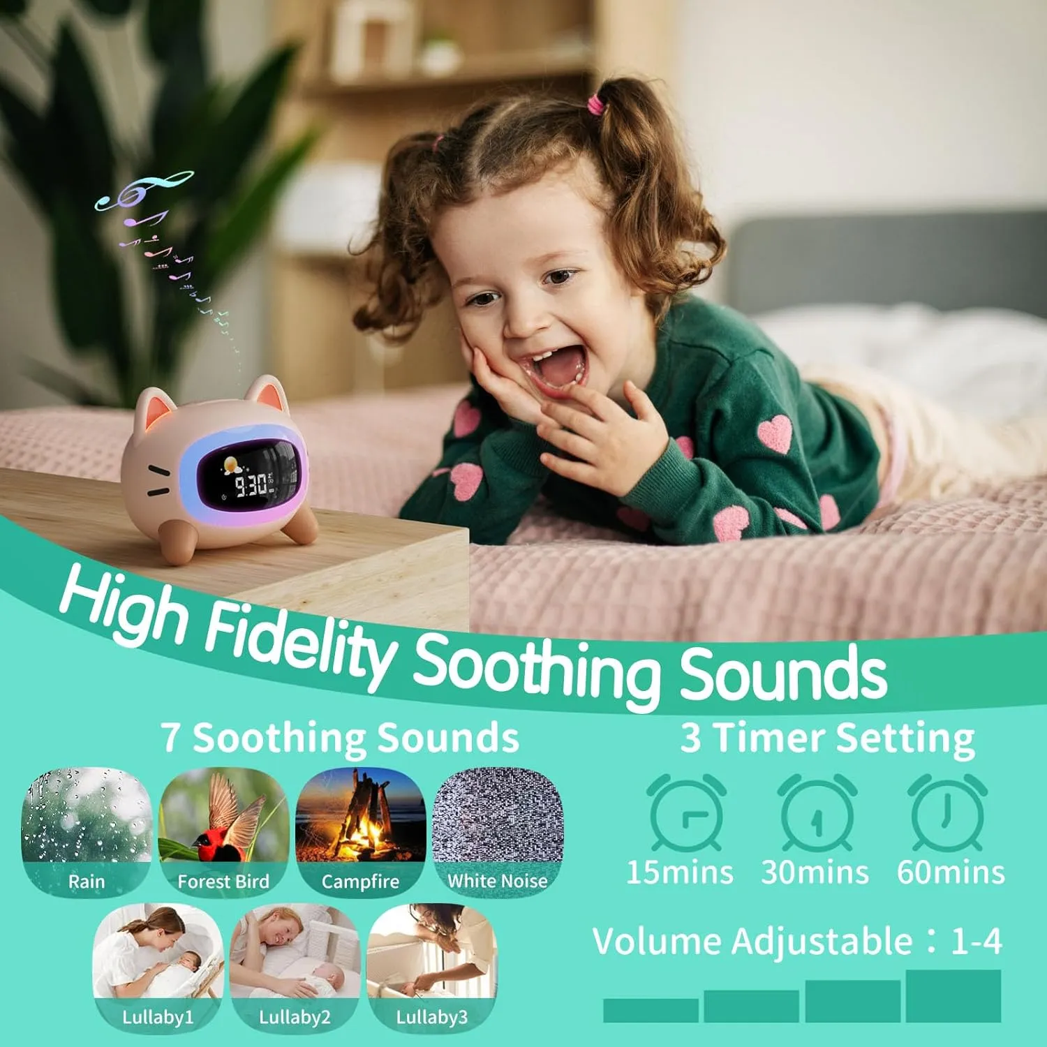 Cat Alarm Clock Digital Night Light