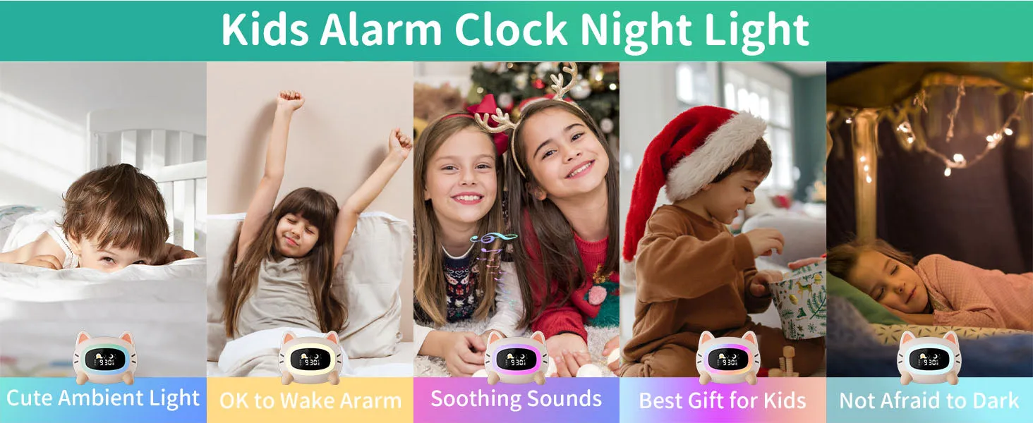 Cat Alarm Clock Digital Night Light