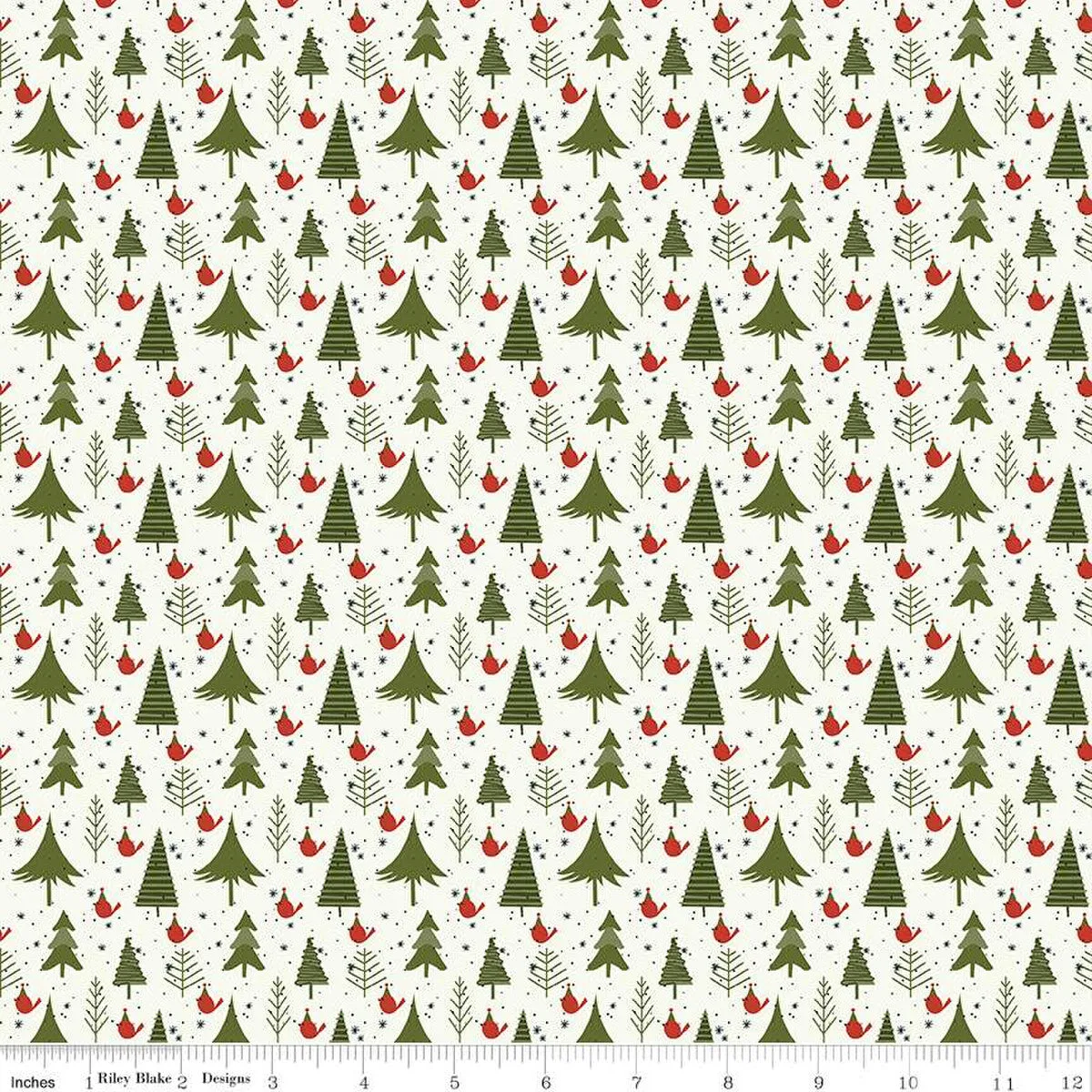Christmas Is In Town Trees Cream Yardage by Sandy Gervais | Riley Blake Designs