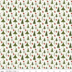 Christmas Is In Town Trees Cream Yardage by Sandy Gervais | Riley Blake Designs