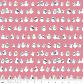 Cozy Christmas Snowmen Pink Yardage by Lori Holt | Riley Blake Designs