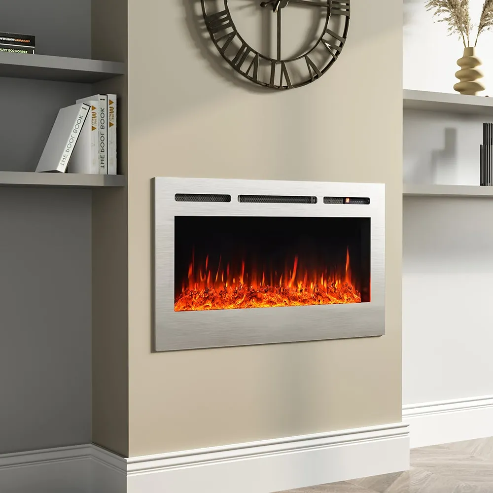 Electric Fireplace 12 Flame Colour Heater with Safety Protection
