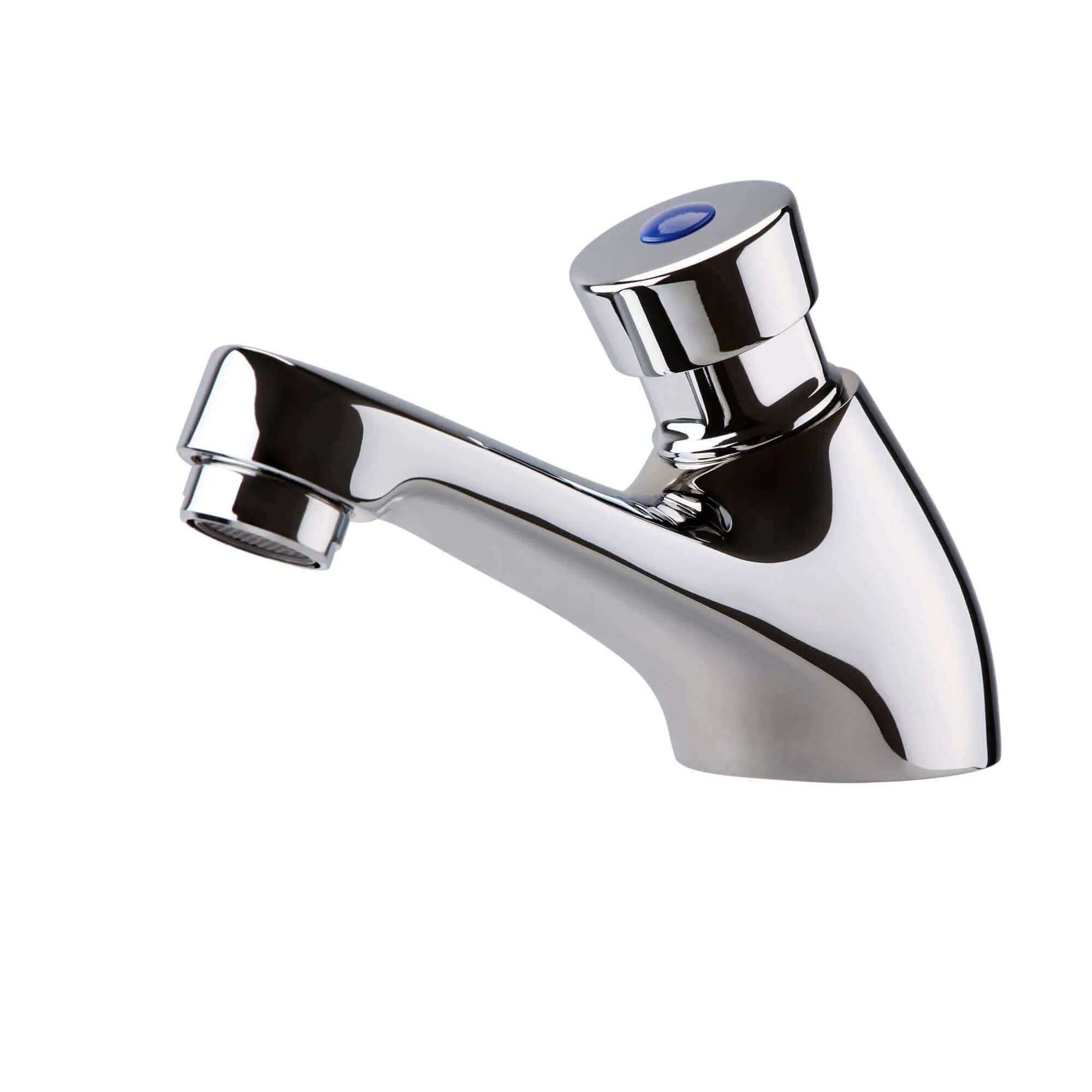 Ergo non concussive twin hot & cold pillar basin taps time adjustable - chrome
