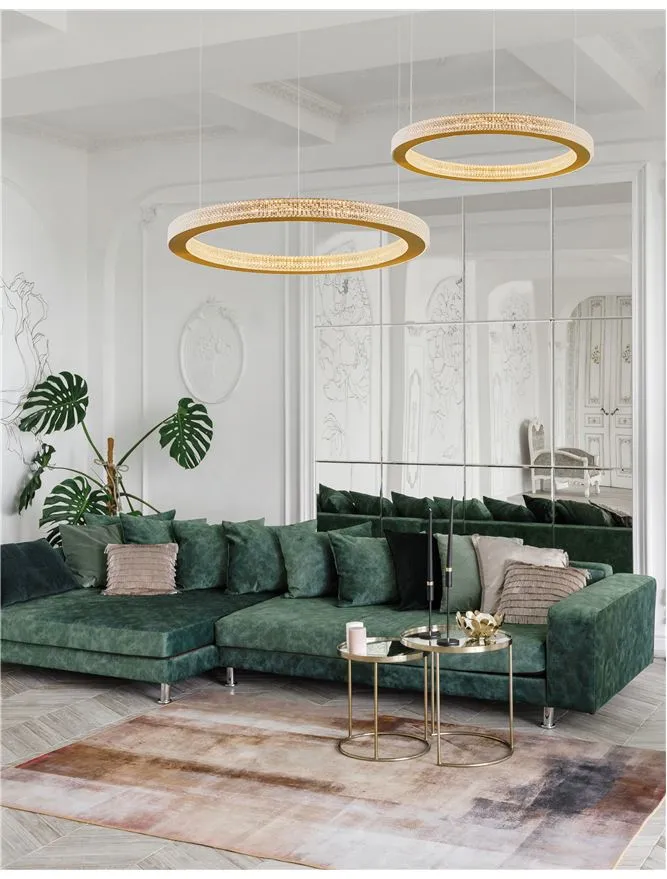 FIO Dimmable Gold & Acrylic Single Ring Pendant Medium - ID 10070