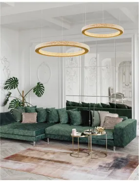 FIO Dimmable Gold & Acrylic Single Ring Pendant Medium - ID 10070