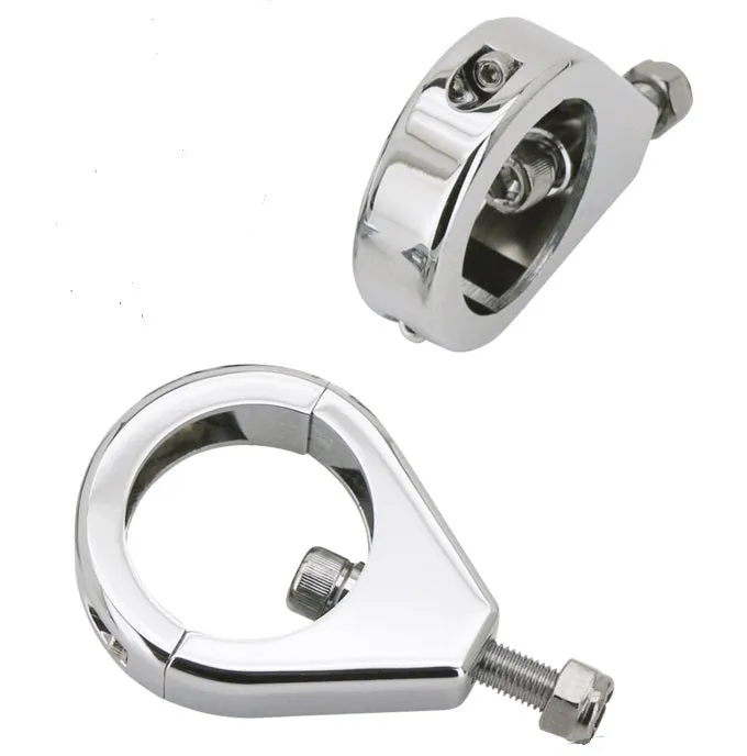 Fork Clamps for Harley-Davidson to Relocate Turn Signals/Indicators - 41mm, Chrome - Motorcycle Storehouse 980726