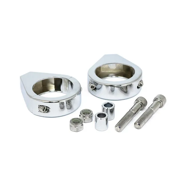 Fork Clamps for Harley-Davidson to Relocate Turn Signals/Indicators - 41mm, Chrome - Motorcycle Storehouse 980726