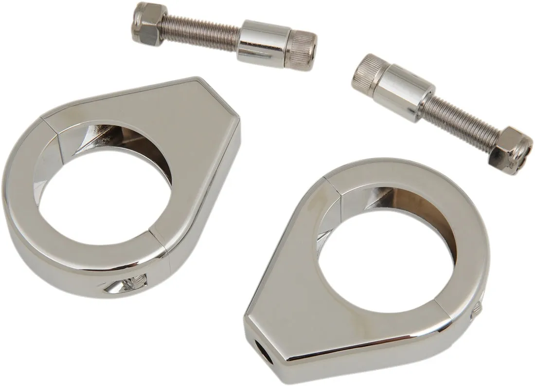 Fork Clamps for Harley-Davidson to Relocate Turn Signals/Indicators - 41mm, Chrome - Motorcycle Storehouse 980726