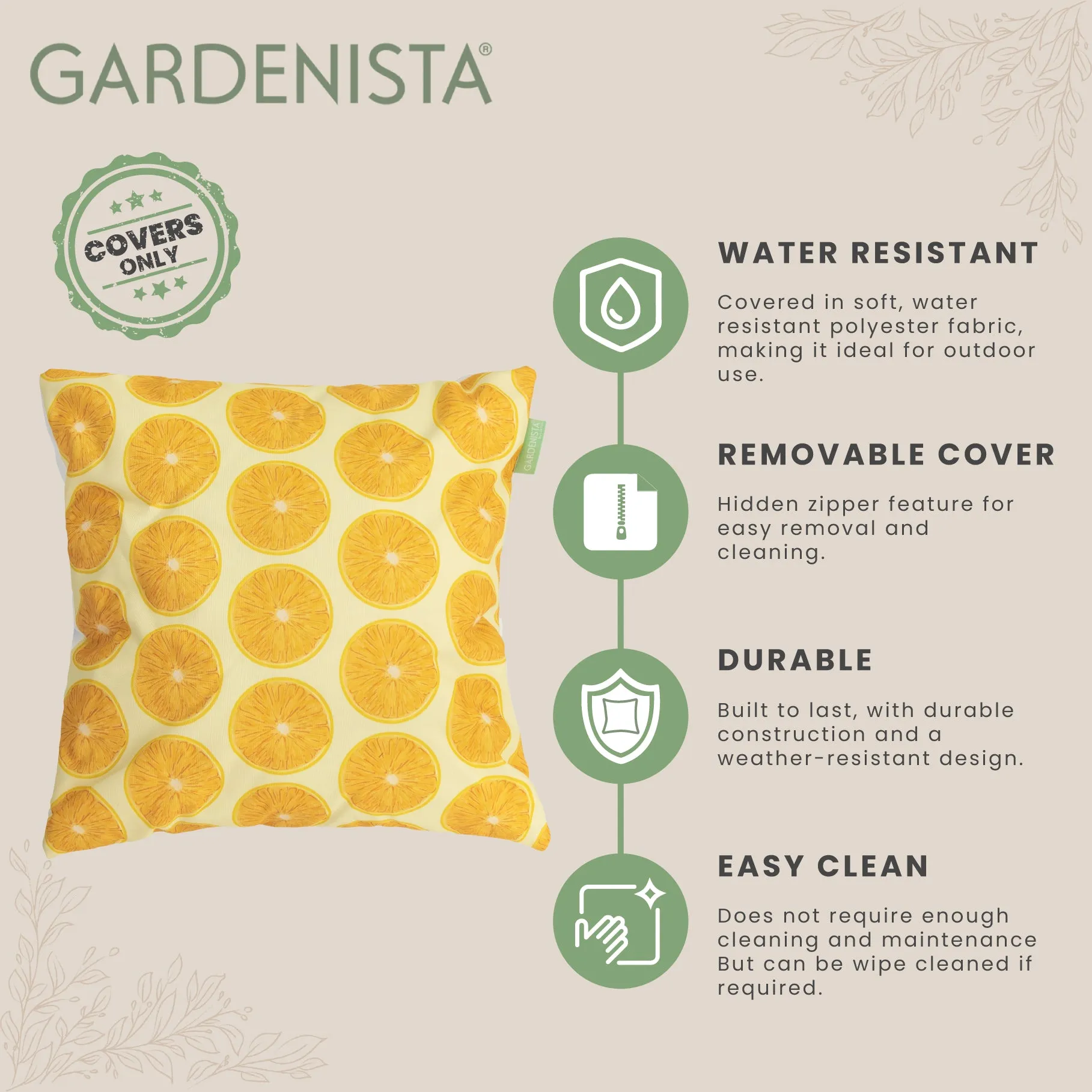Garden Decorative Cushion Covers | Water Resistant Printed Scatter Cushions Cover
