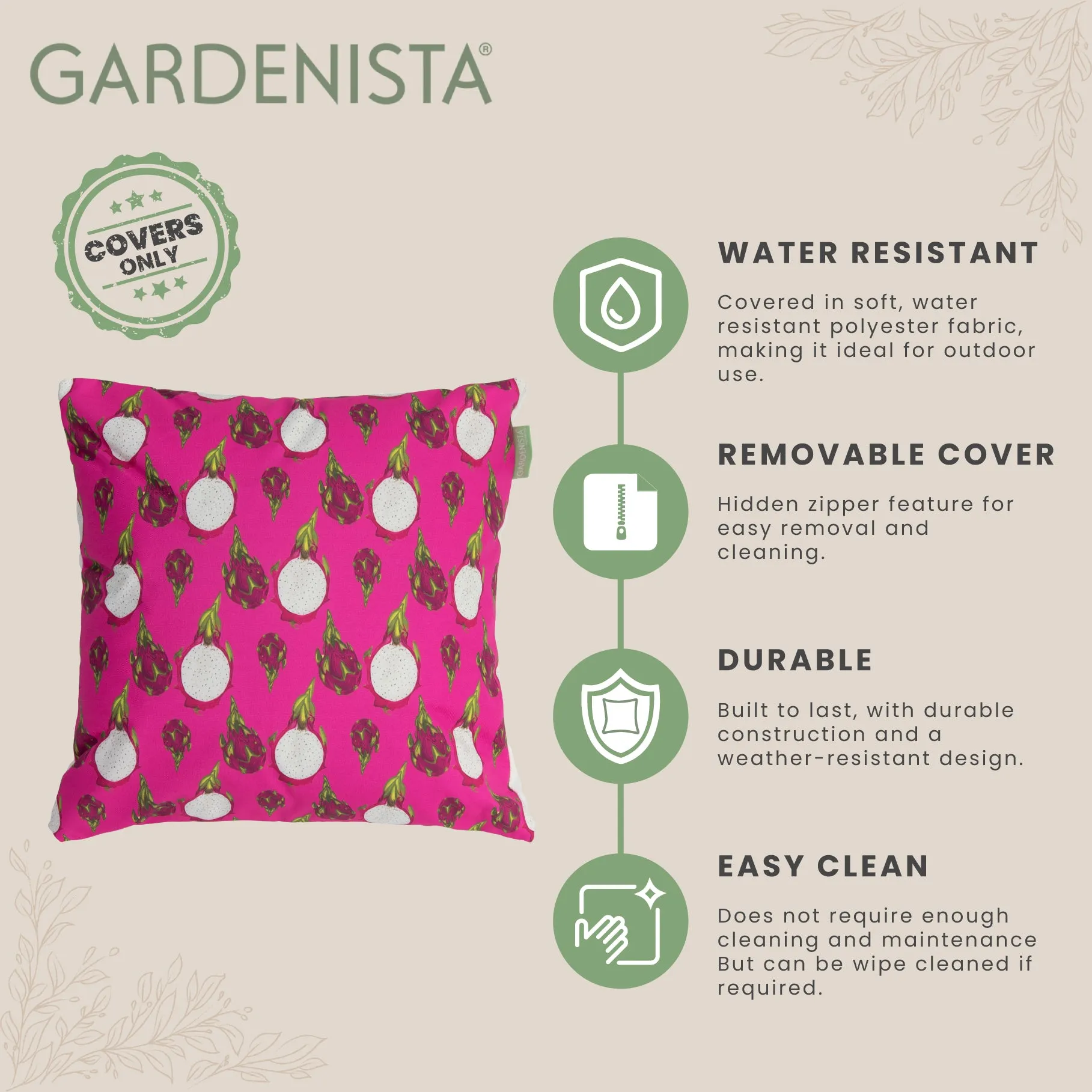 Garden Decorative Cushion Covers | Water Resistant Printed Scatter Cushions Cover