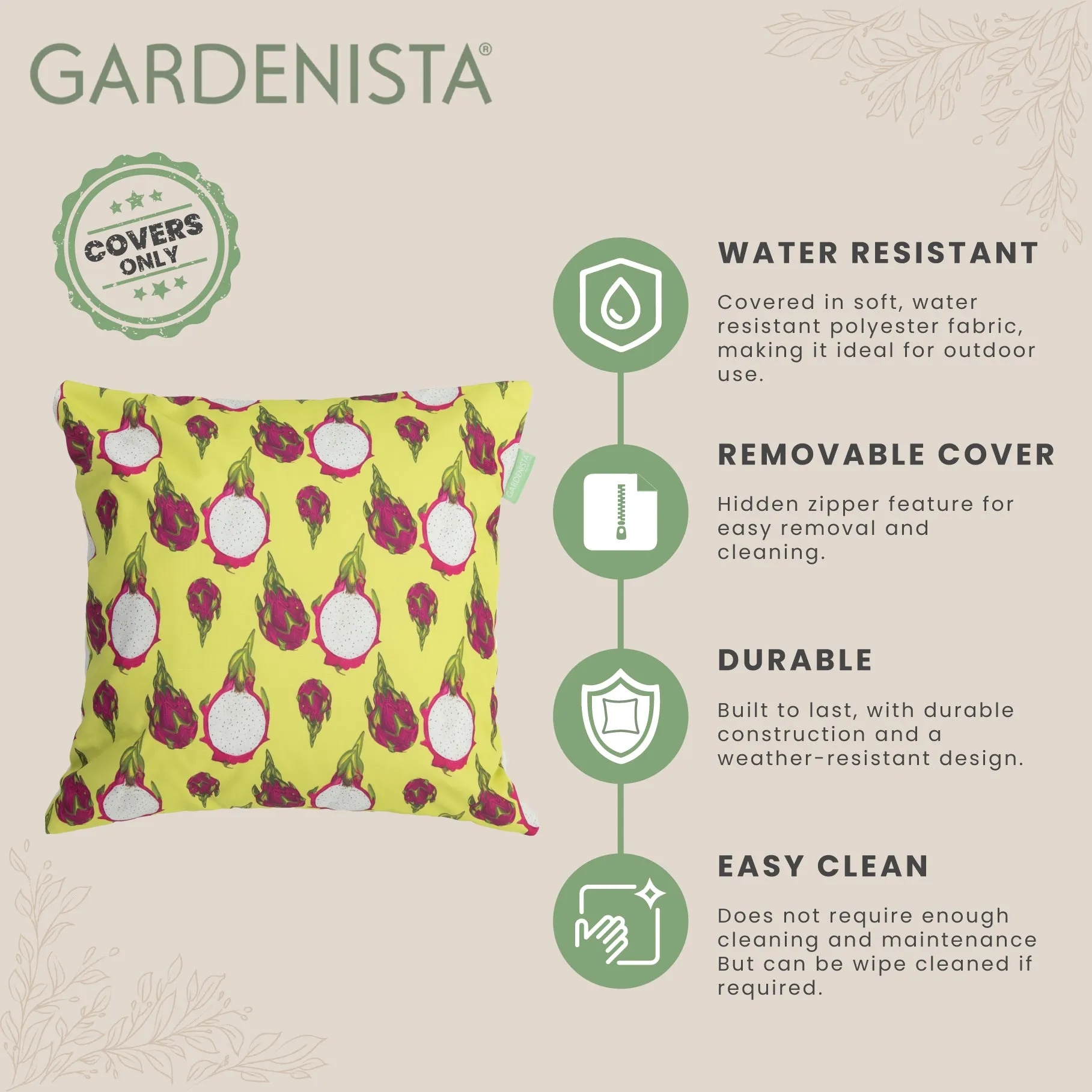 Garden Decorative Cushion Covers | Water Resistant Printed Scatter Cushions Cover