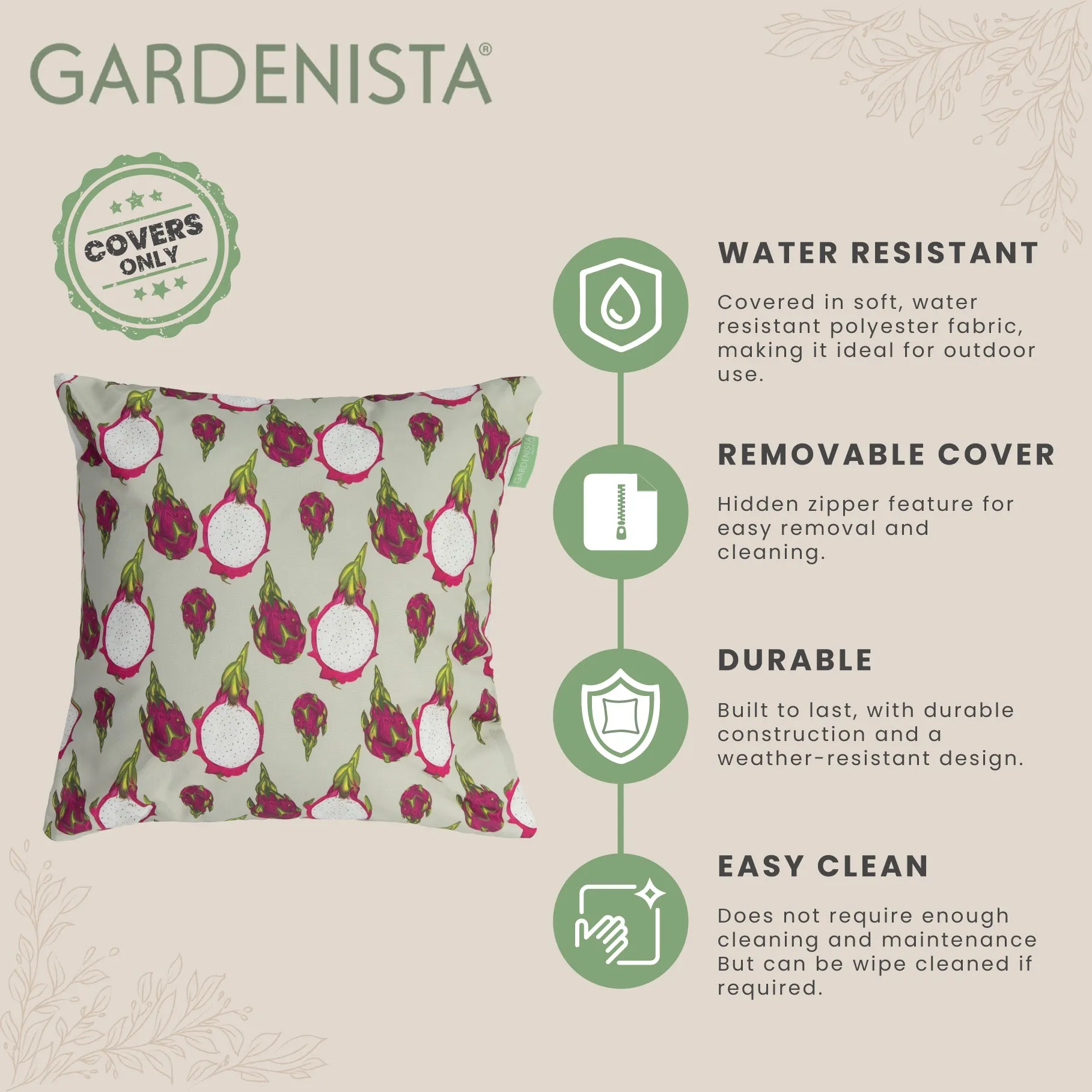 Garden Decorative Cushion Covers | Water Resistant Printed Scatter Cushions Cover