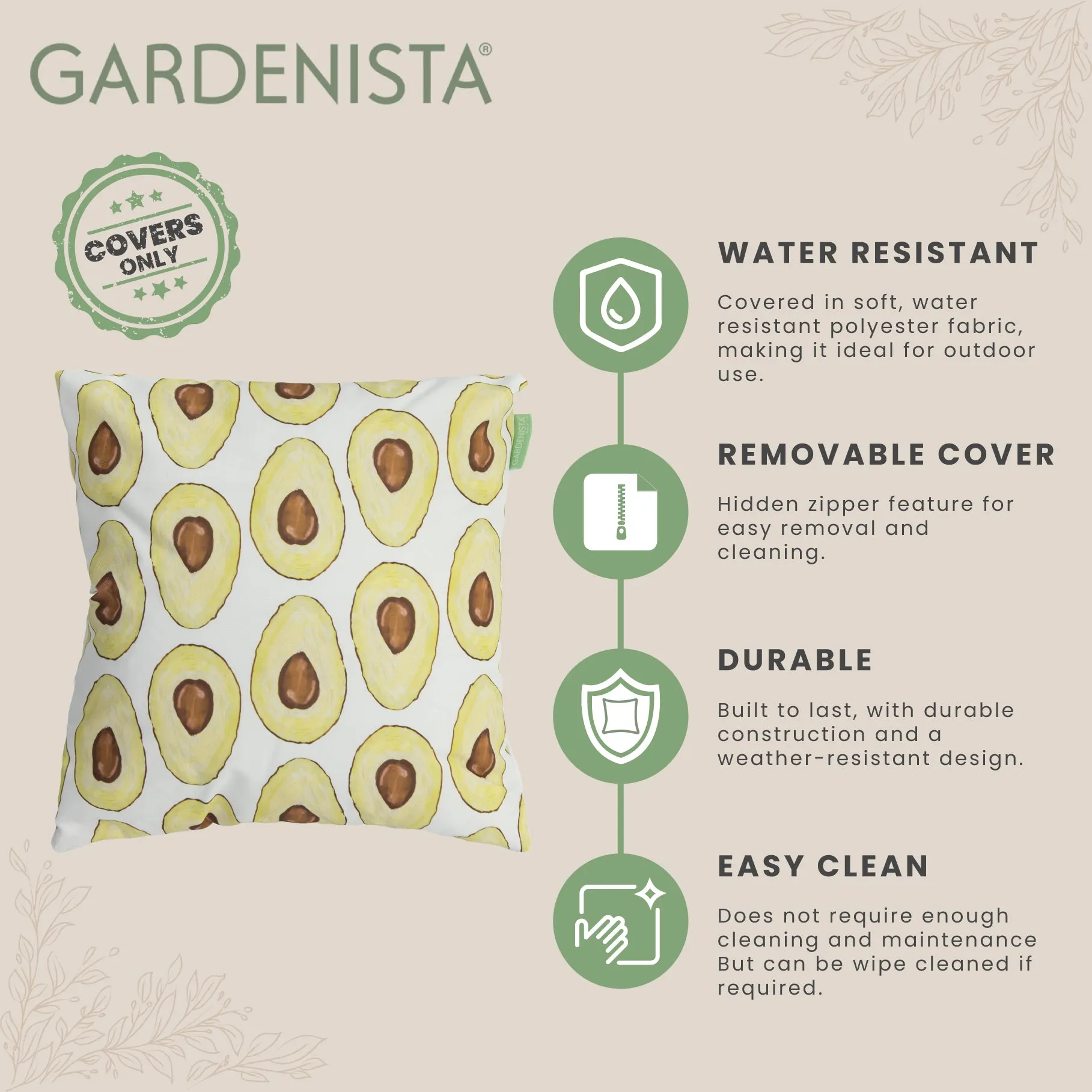 Garden Decorative Cushion Covers | Water Resistant Printed Scatter Cushions Cover