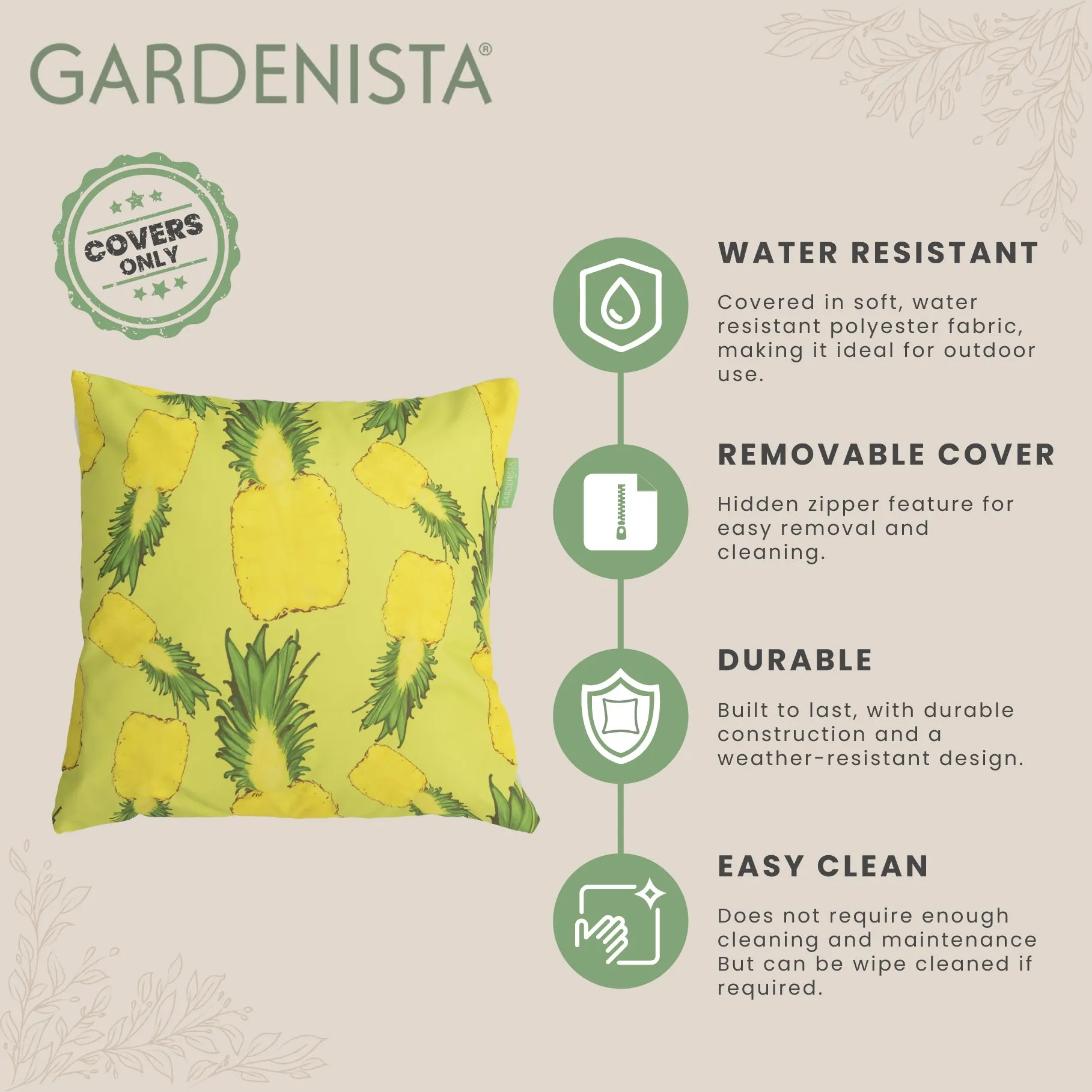 Garden Decorative Cushion Covers | Water Resistant Printed Scatter Cushions Cover