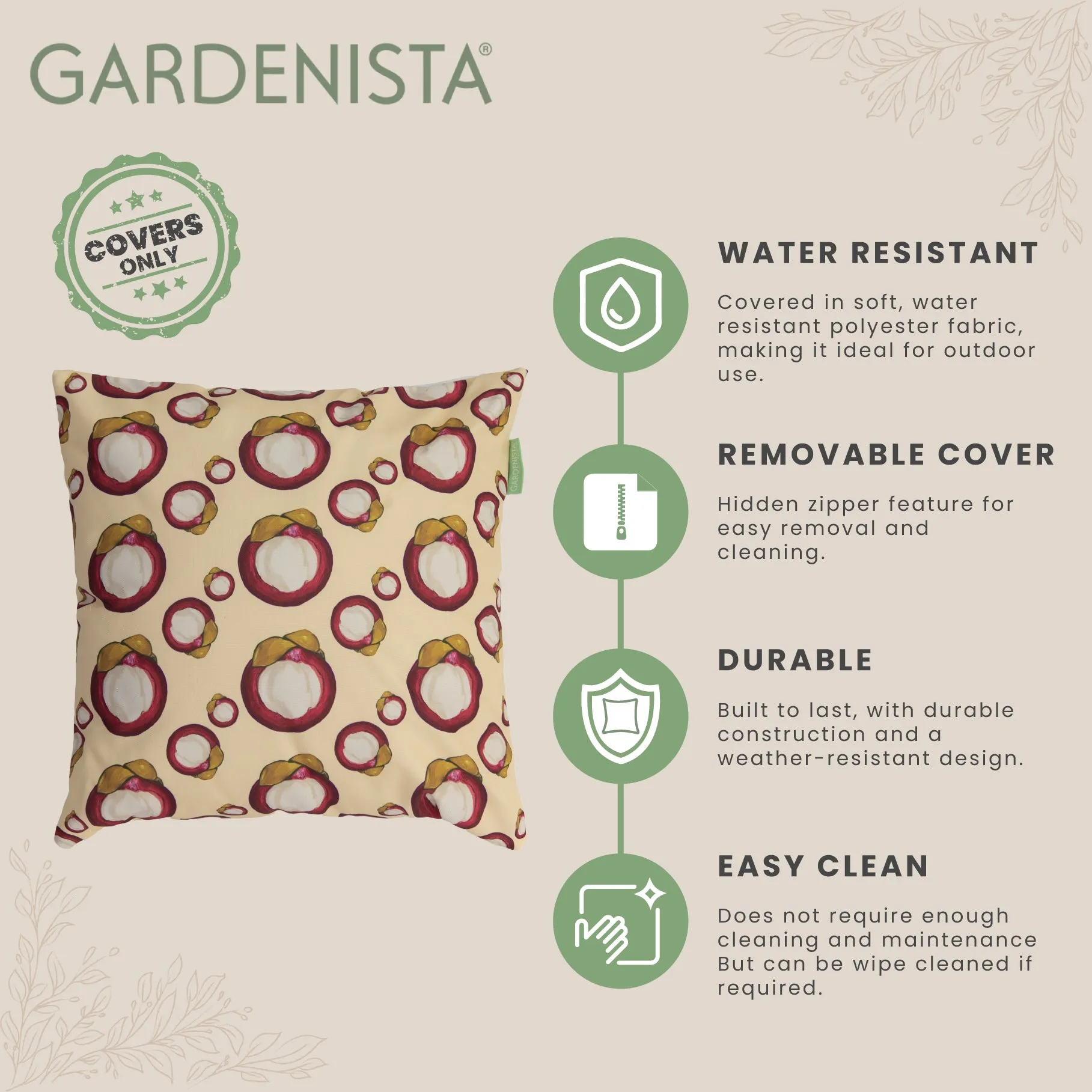 Garden Decorative Cushion Covers | Water Resistant Printed Scatter Cushions Cover