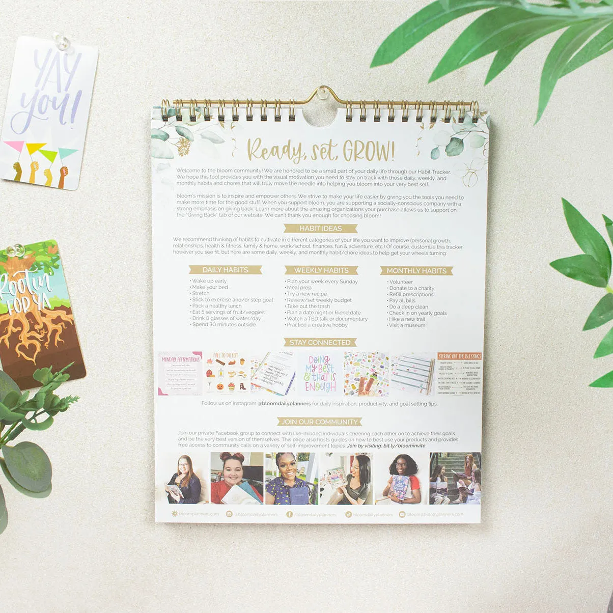 Habit Tracking Calendar, 8” x 10”, Greenery