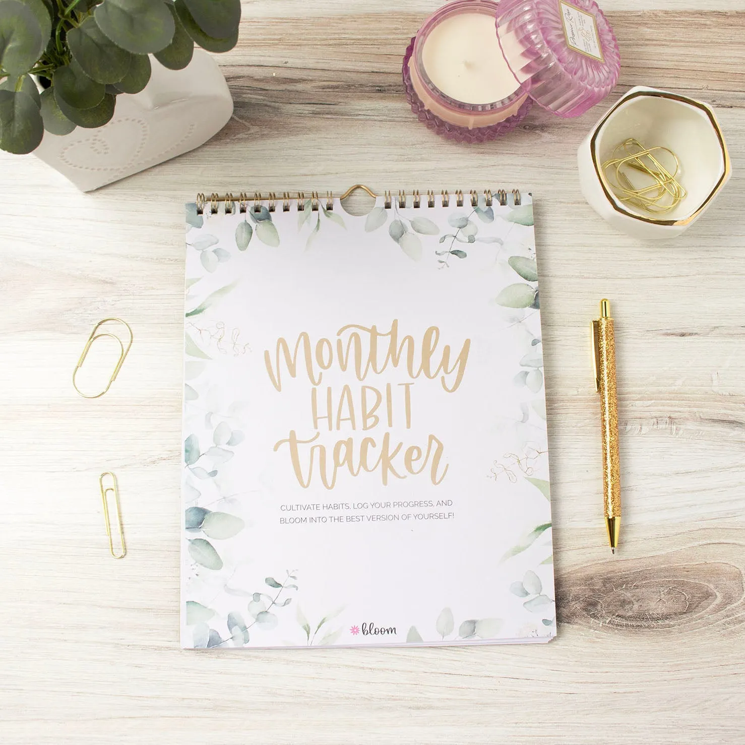 Habit Tracking Calendar, 8” x 10”, Greenery