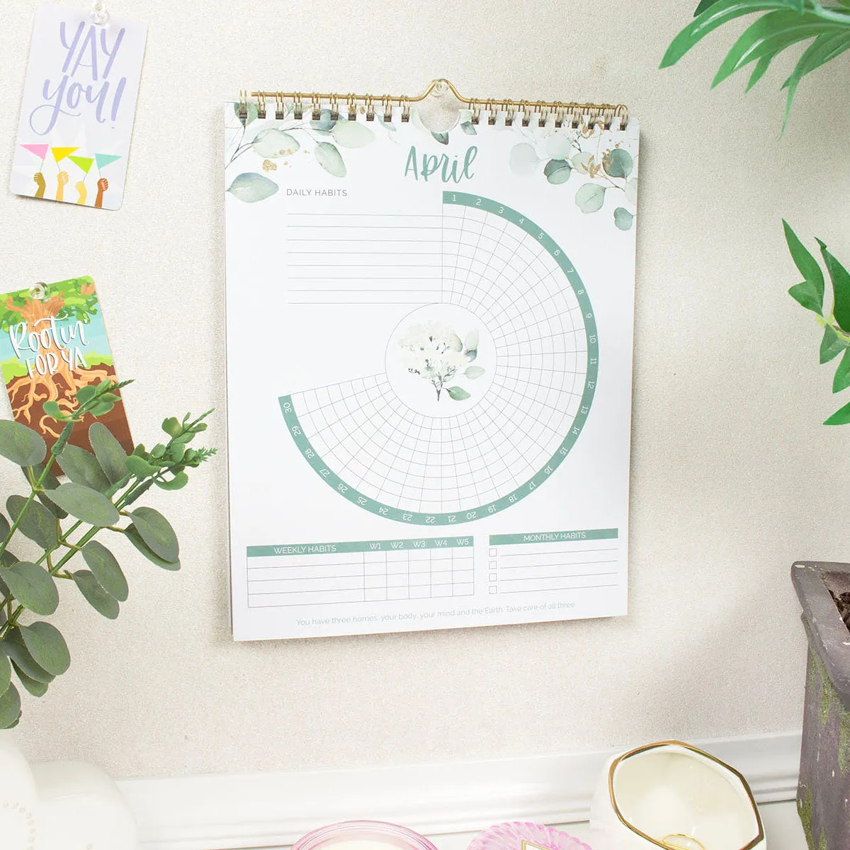 Habit Tracking Calendar, 8” x 10”, Greenery