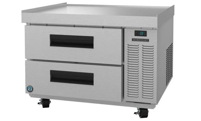 Hoshizaki CR36A 36 1/2" Refrigerator Single Section Chef Base Prep Table, 2 Stainless Drawer