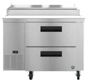 Hoshizaki PR46A-D2 46" Refrigerator Single Section Pizza Prep Table, 2 Stainless Drawer