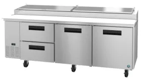 Hoshizaki PR93A-D2 93" Refrigerator Three Section Pizza Prep Table, 2 Drawer and 2 Door