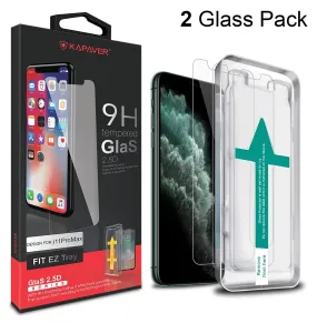 iPhone 11 Pro Max Tempered Glass Screen Protector Guard | EZ FIT - 2 Pack