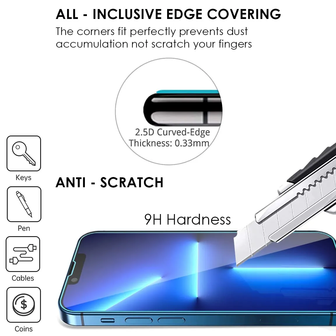 iPhone 13/13 Pro Tempered Glass Screen Protector Guard | EZ FIT - 2 Pack