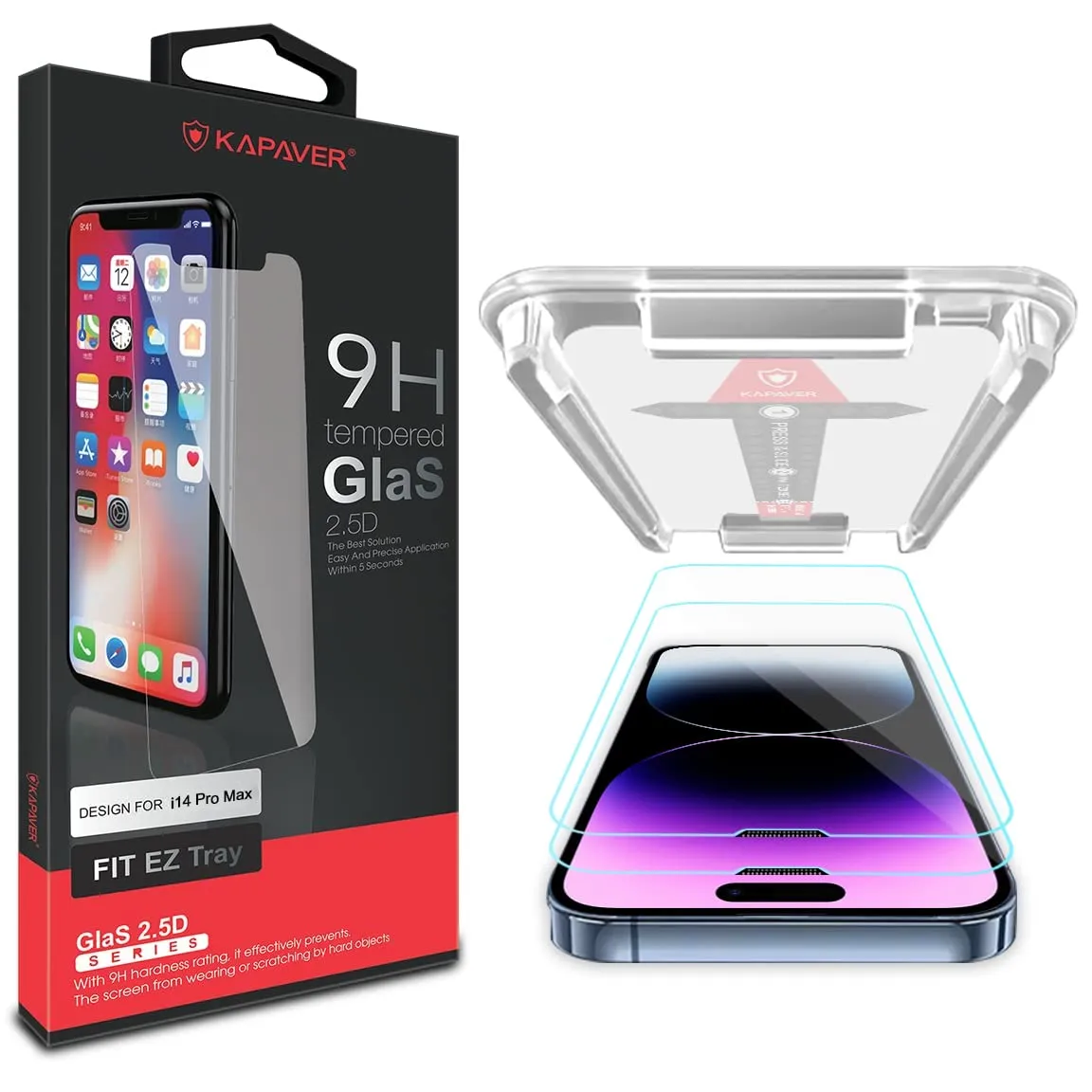 iPhone 14 Pro Max Tempered Glass Screen Protector Guard | EZ FIT - 2 Pack