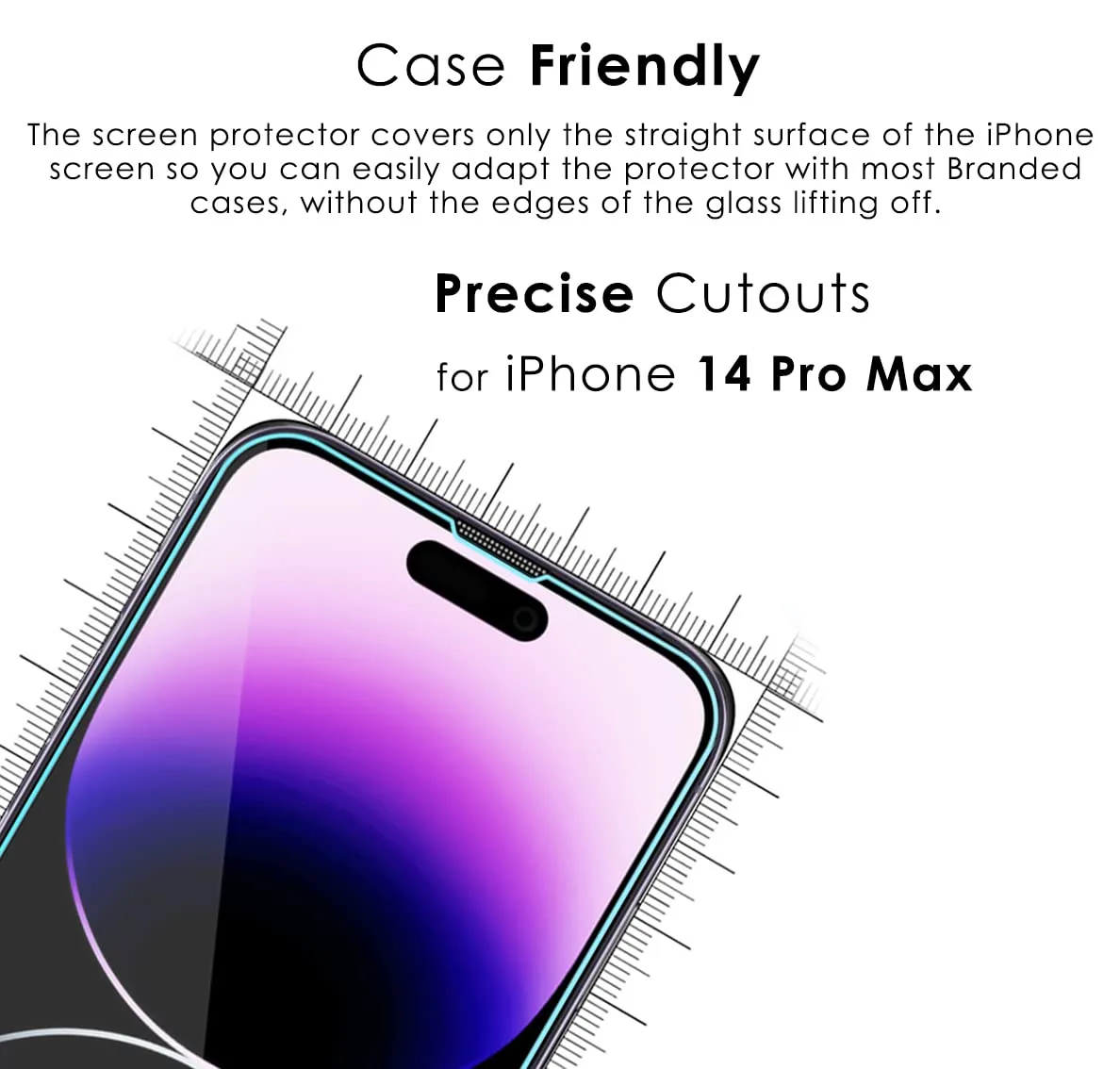 iPhone 14 Pro Max Tempered Glass Screen Protector Guard | EZ FIT - 2 Pack