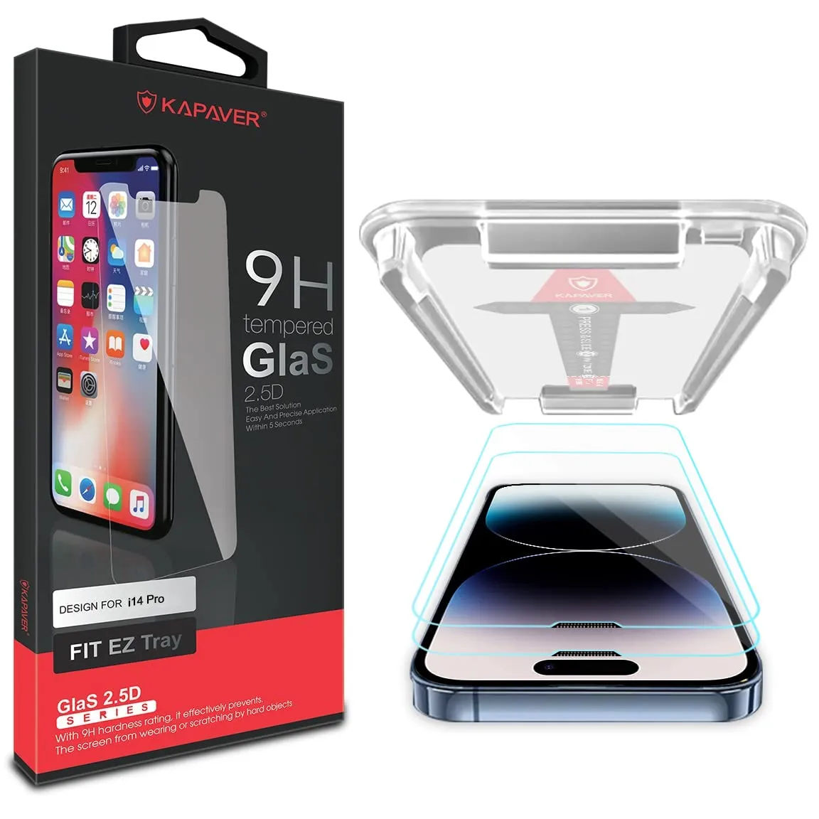 iPhone 14 Pro Tempered Glass Screen Protector Guard | EZ FIT - 2 Pack