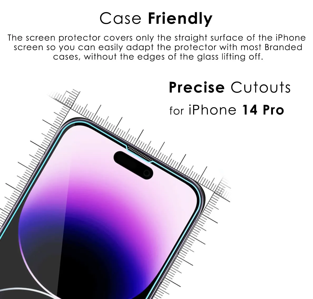 iPhone 14 Pro Tempered Glass Screen Protector Guard | EZ FIT - 2 Pack