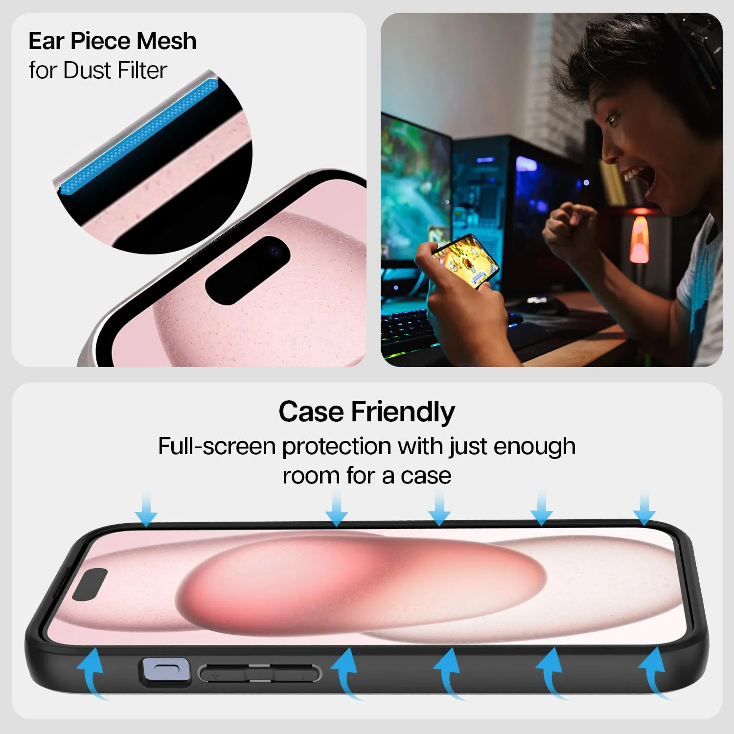 iPhone 15 Easy DO Tempered Glass Screen Protector Guard | GT Series (Clear) - 2 Pack
