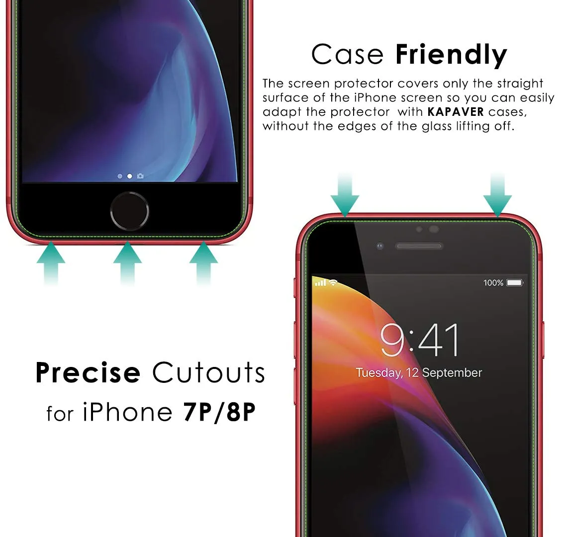 iPhone 7 Plus/iPhone 8 Plus Tempered Glass Screen Protector Guard | EZ FIT - 1 Pack