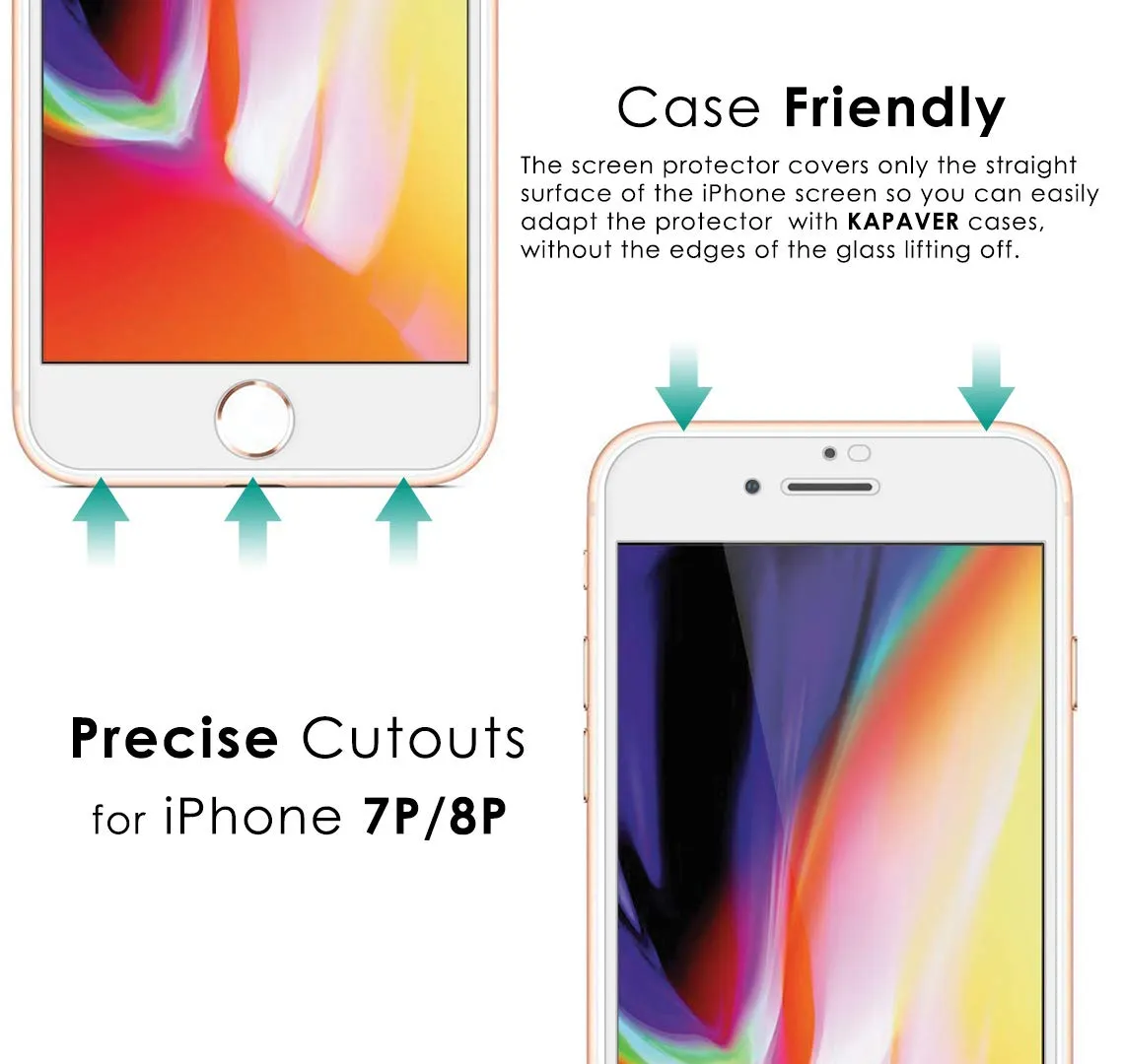 iPhone 7 Plus/iPhone 8 Plus Tempered Glass Screen Protector Guard | EZ FIT - 1 Pack