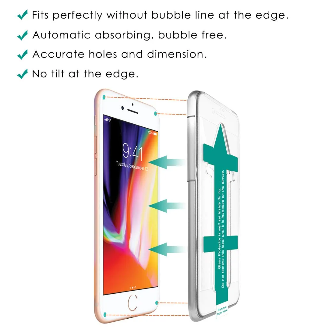 iPhone 7 Plus/iPhone 8 Plus Tempered Glass Screen Protector Guard | EZ FIT - 1 Pack