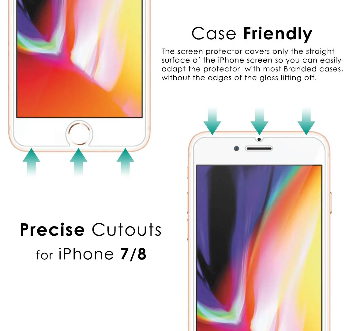 iPhone SE (2020) / iPhone 8 / iPhone 7 Tempered Glass Screen Protector Guard | EZ FIT - 2 Pack