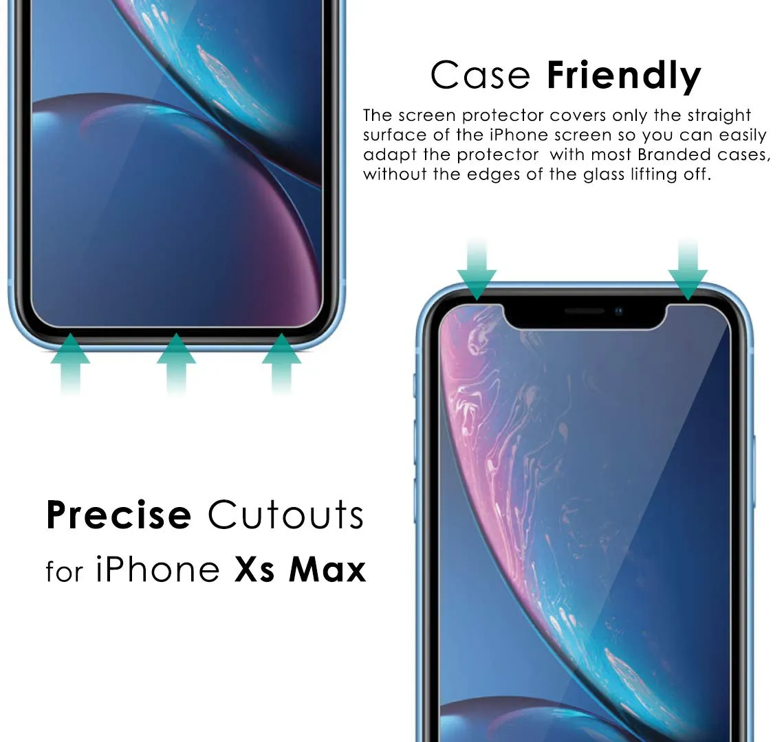 iPhone Xs Max Tempered Glass Screen Protector Guard | EZ FIT - 2 Pack