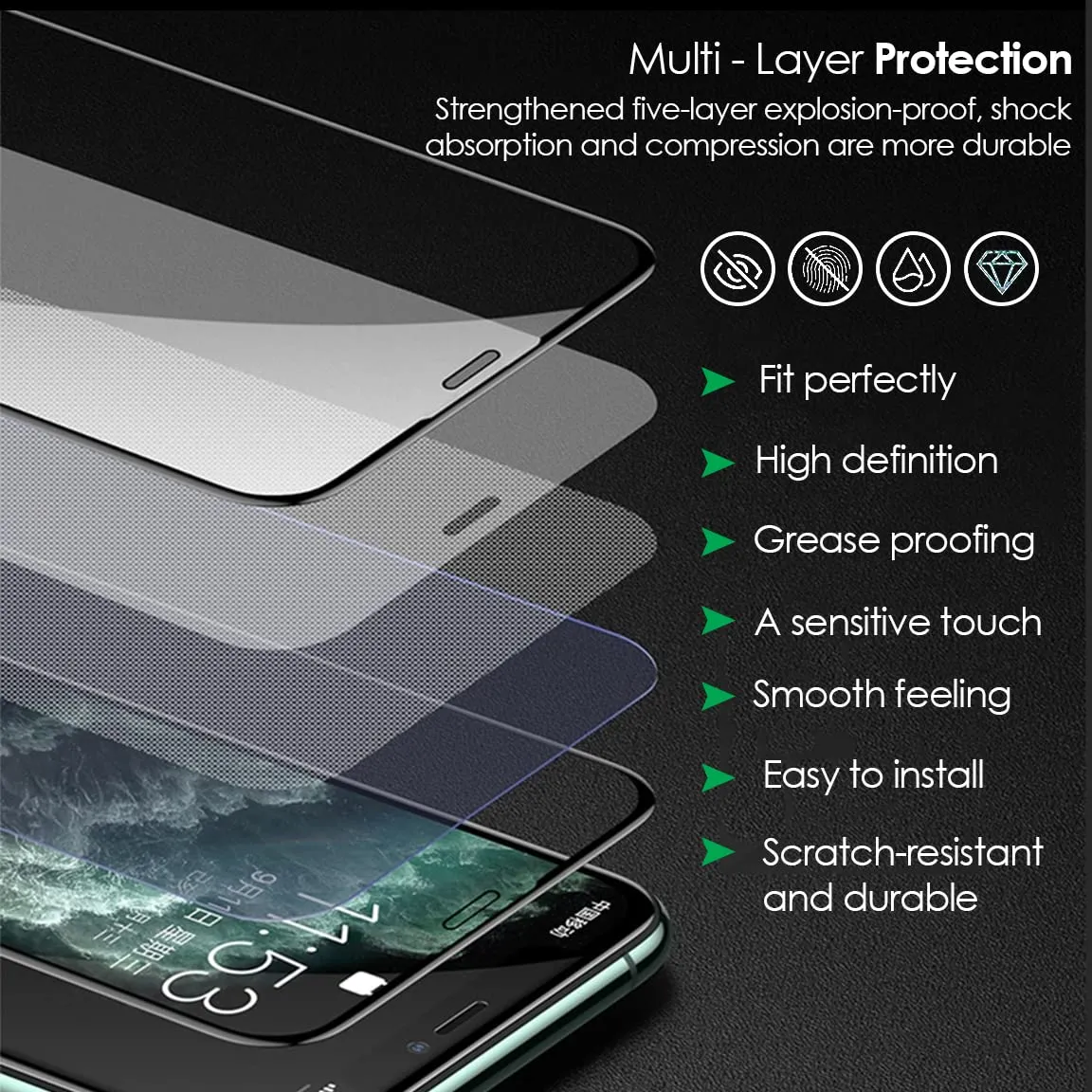 iPhone X/XS / 11 Pro Tempered Glass Screen Protector Guard | EZ FIT - 1 Pack